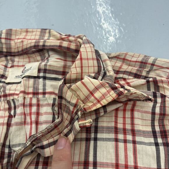 Vintage 60s Van Heusen White Plaid Cotton Loop Collar - Picture 3 of 5